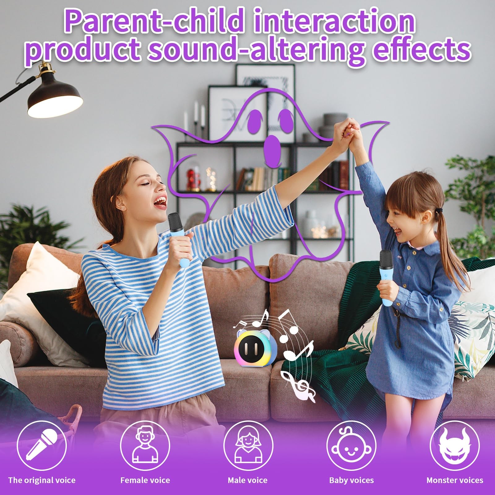 Mini Karaoke Machine for Kids Adults，Portable Karaoke Speaker with 2 Wireless...