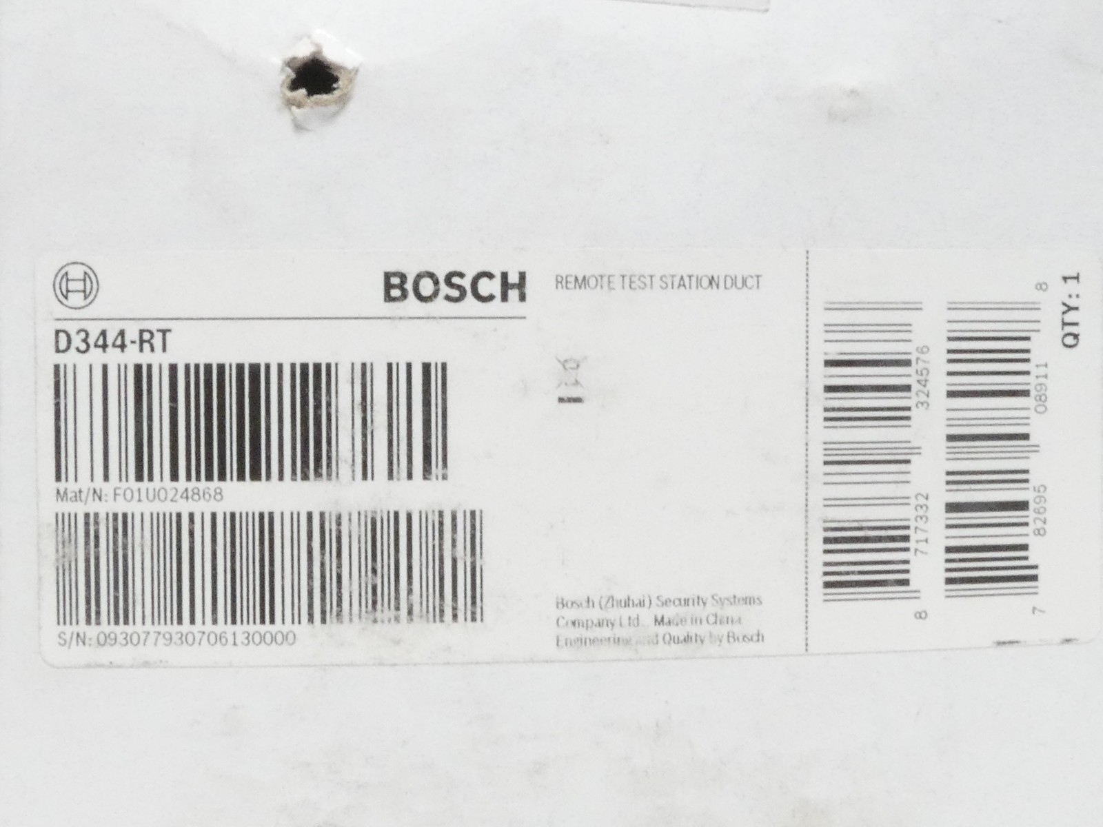 Bosch D344-RT 24VDC Remote Test Indicator Plate Kit - NEW Surplus!