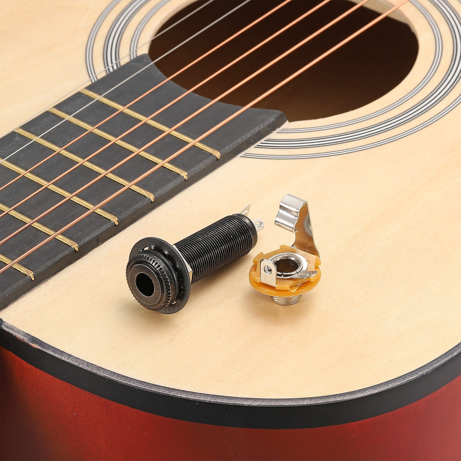 Guitar Input Jack 1/4" Stereo Jack Mono Panel Mount Socket Gold 1Pcs