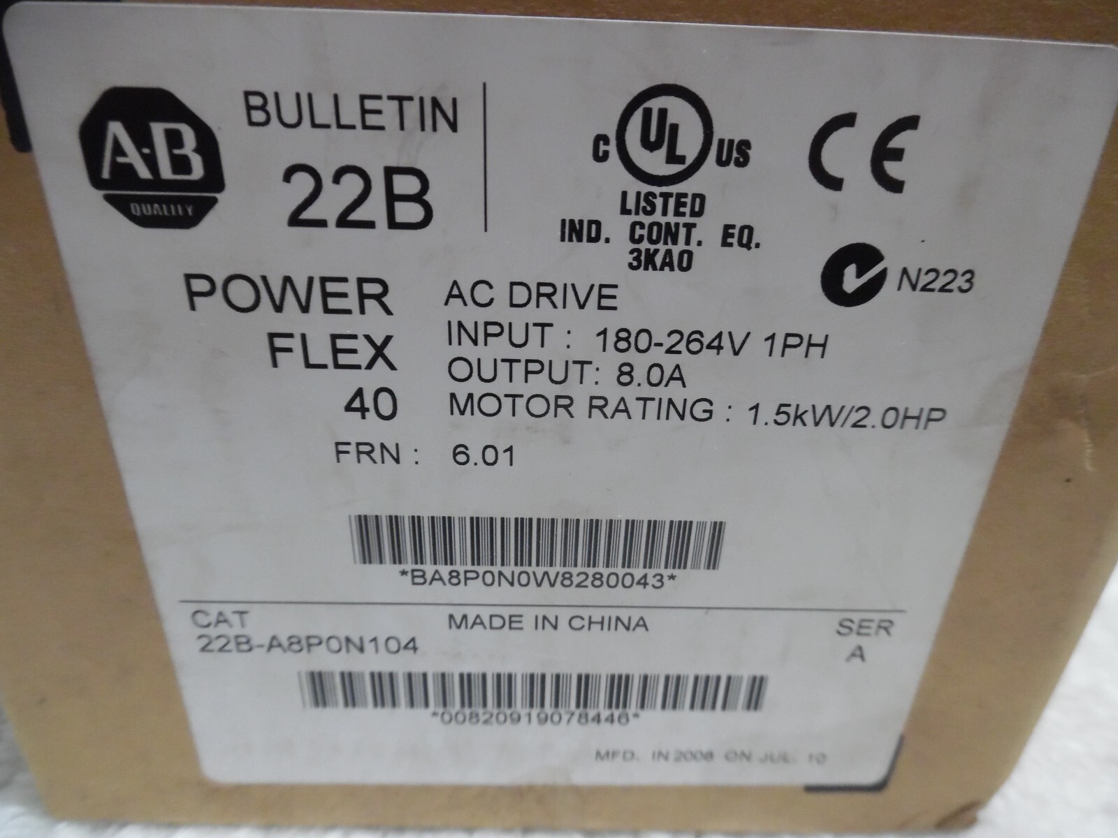 New AB 22B-A8P0N104 Free Shipping New in Box New Factory Sealed PLC