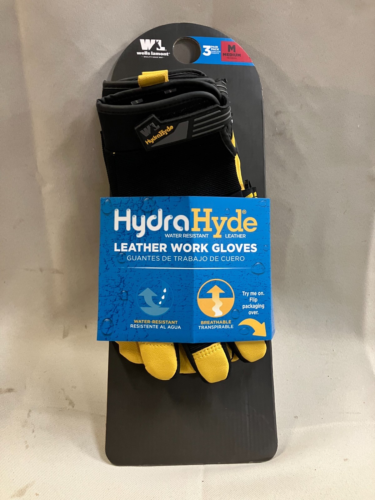 3 Pair Pack Size HydaHyde MEDIUM GOATSKIN LEATHER PALM Gloves