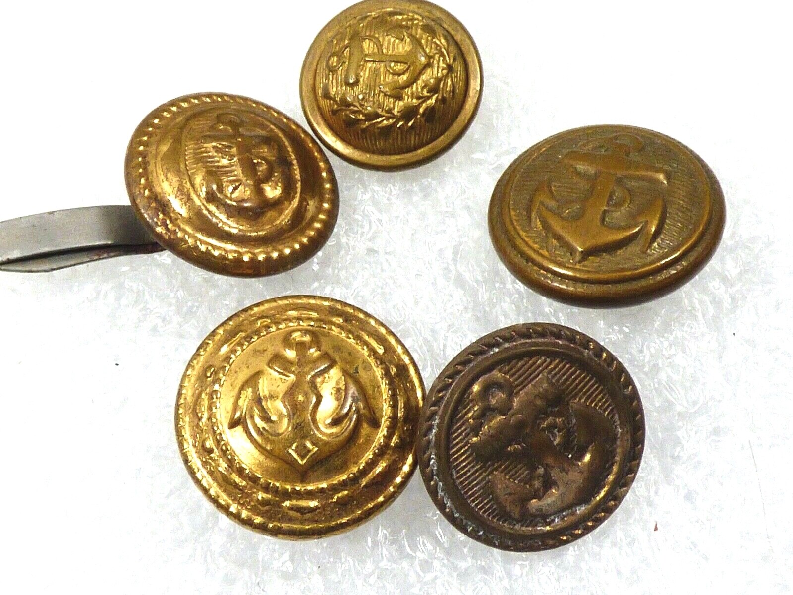VTG Mixed Lot of 5  Buttons Navy Army Uniform Anchor small  5/8"
