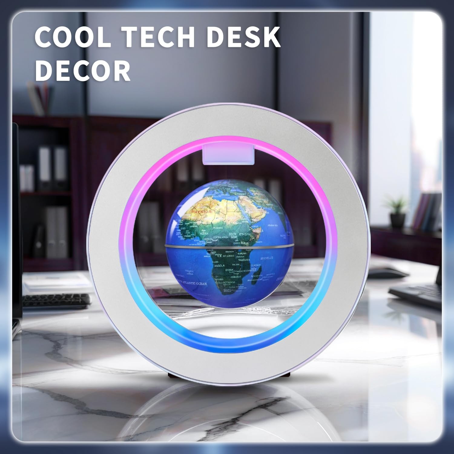 Floating Globe O Frame, Magnetic Levitating Technolog, Cool Gadgets for Men, ...