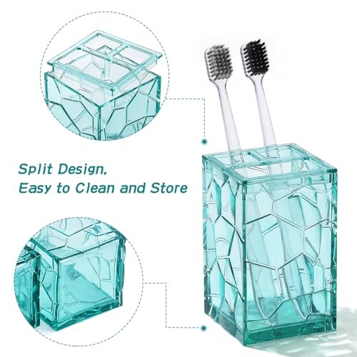 Clear Acrylic Bathroom Accessories Set - Rust-Free, 5 Piece Turquoise