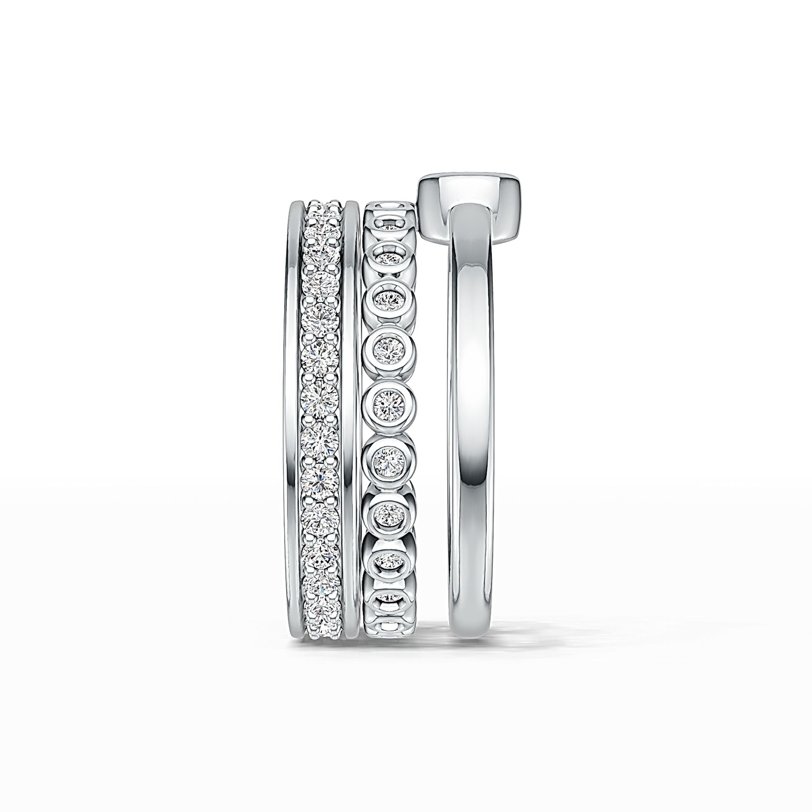 Sterling Silver Semi Mount Ring Setting Round RD 3.5mm Stackable w/ White Topaz