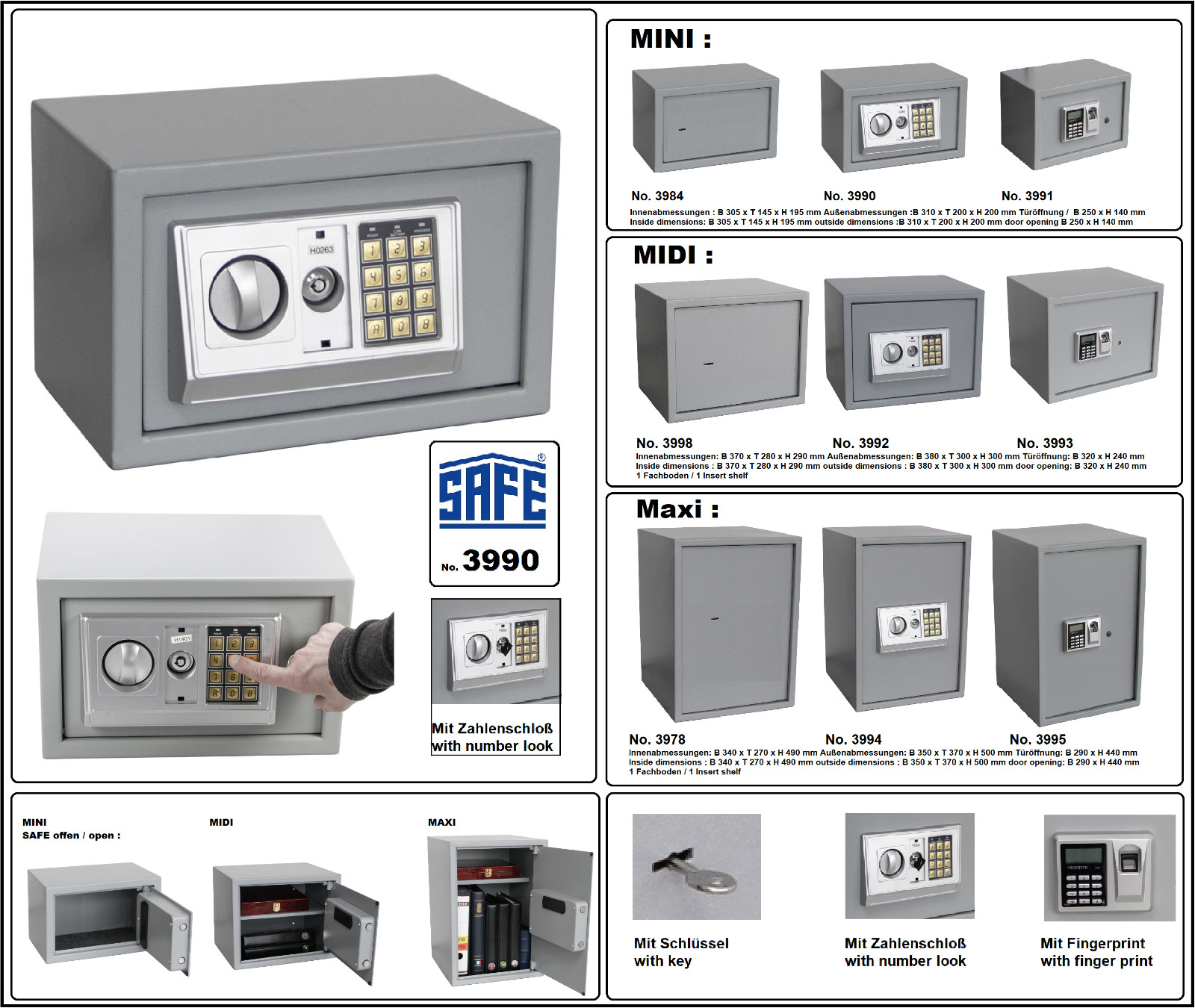SAFE-3990-Mini Electronic Safe Wall Safe Furniture Safe Cash Safe