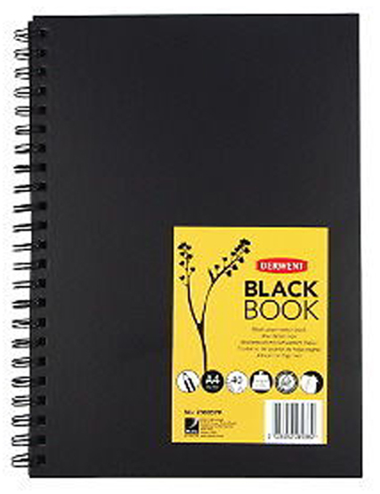 Derwent Hardback Sketch Book Black Paper - A4 Portrait