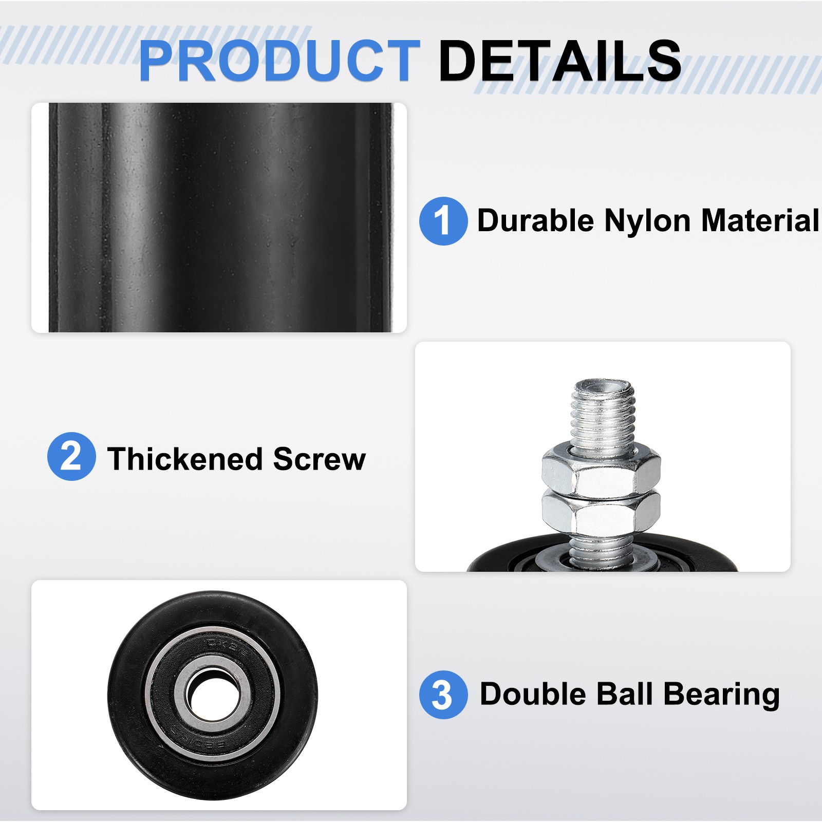 2Pcs Slide Gate Guide Roller 2" Nylon Sliding Gate Support Assembly Black