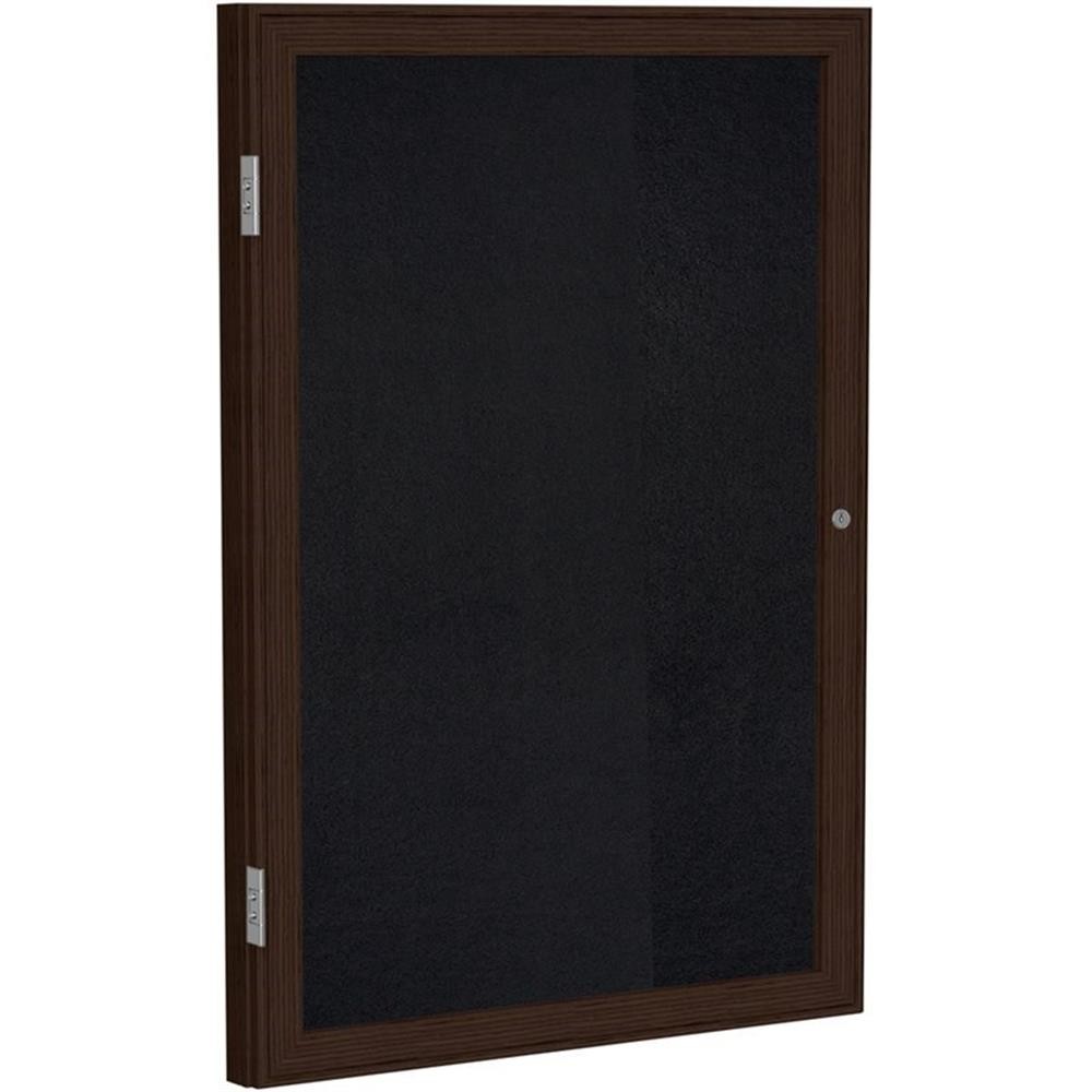 Pemberly Row Wood 24" x 18" 1 Door Enclosed Bulletin Board in Black
