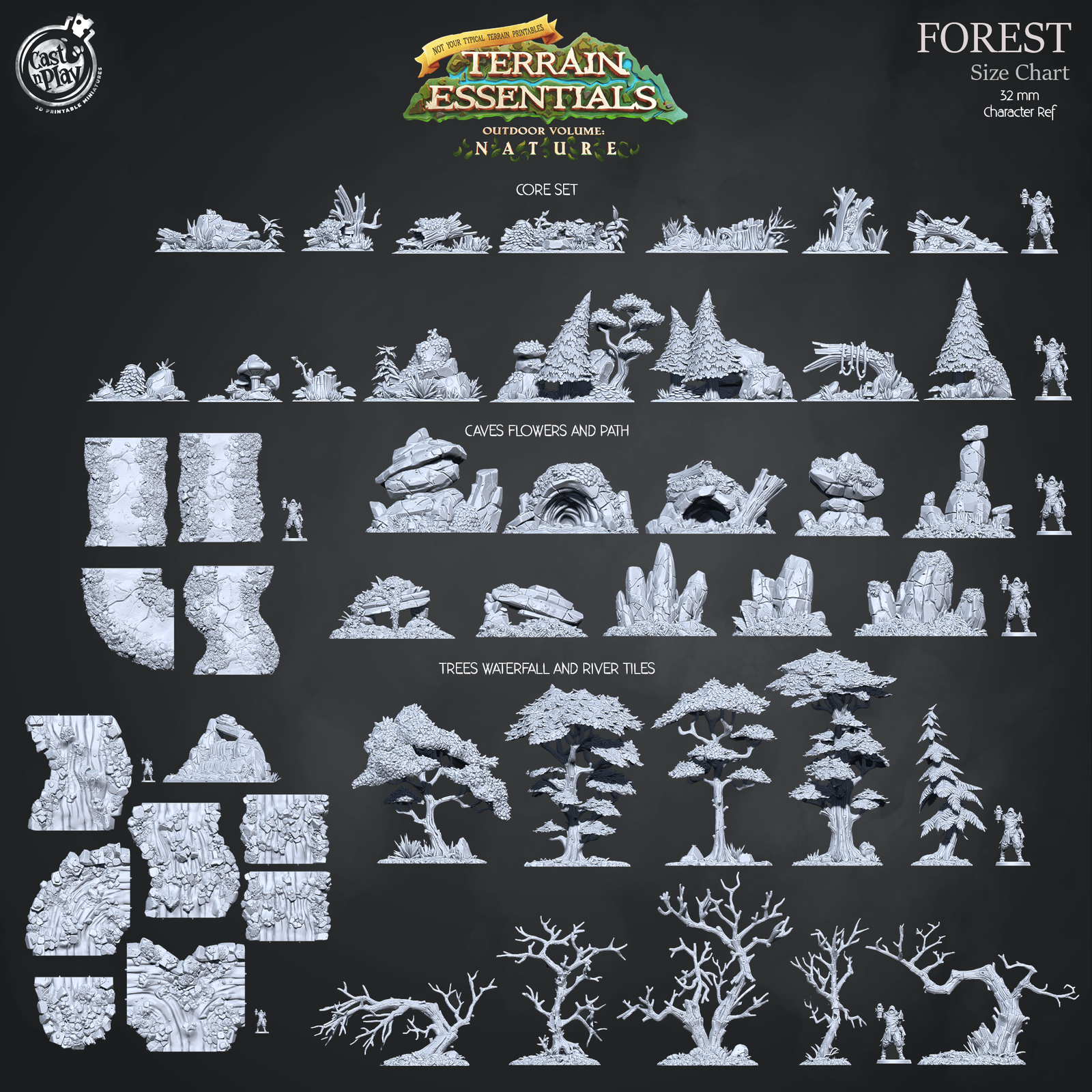 3D Printed Cast n Play Forest Core Set Forest Terrain Set Terrain Essentials