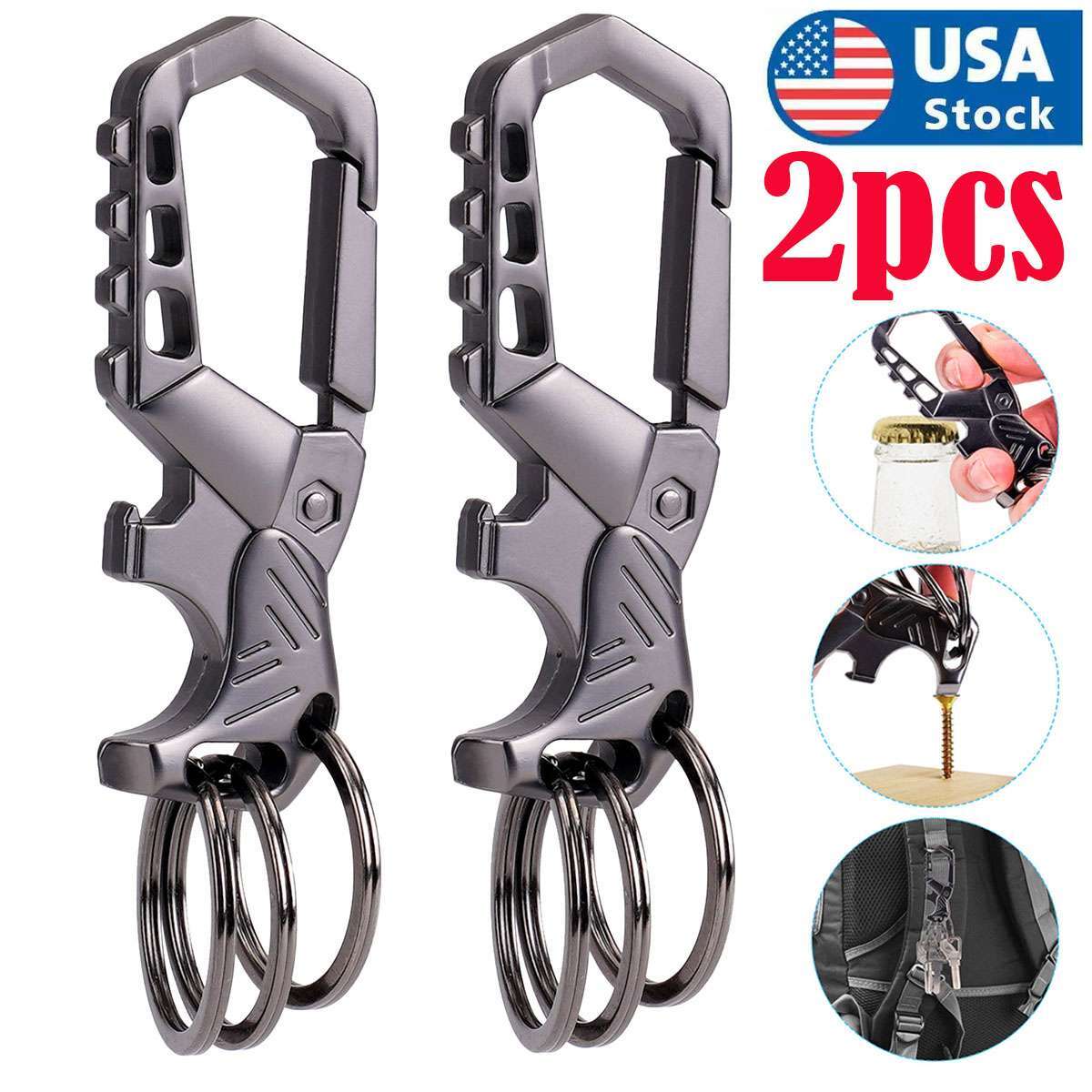 2Pcs Key Chains for Men Carabiner Keychain Car Keychain Heavy Duty Business Key