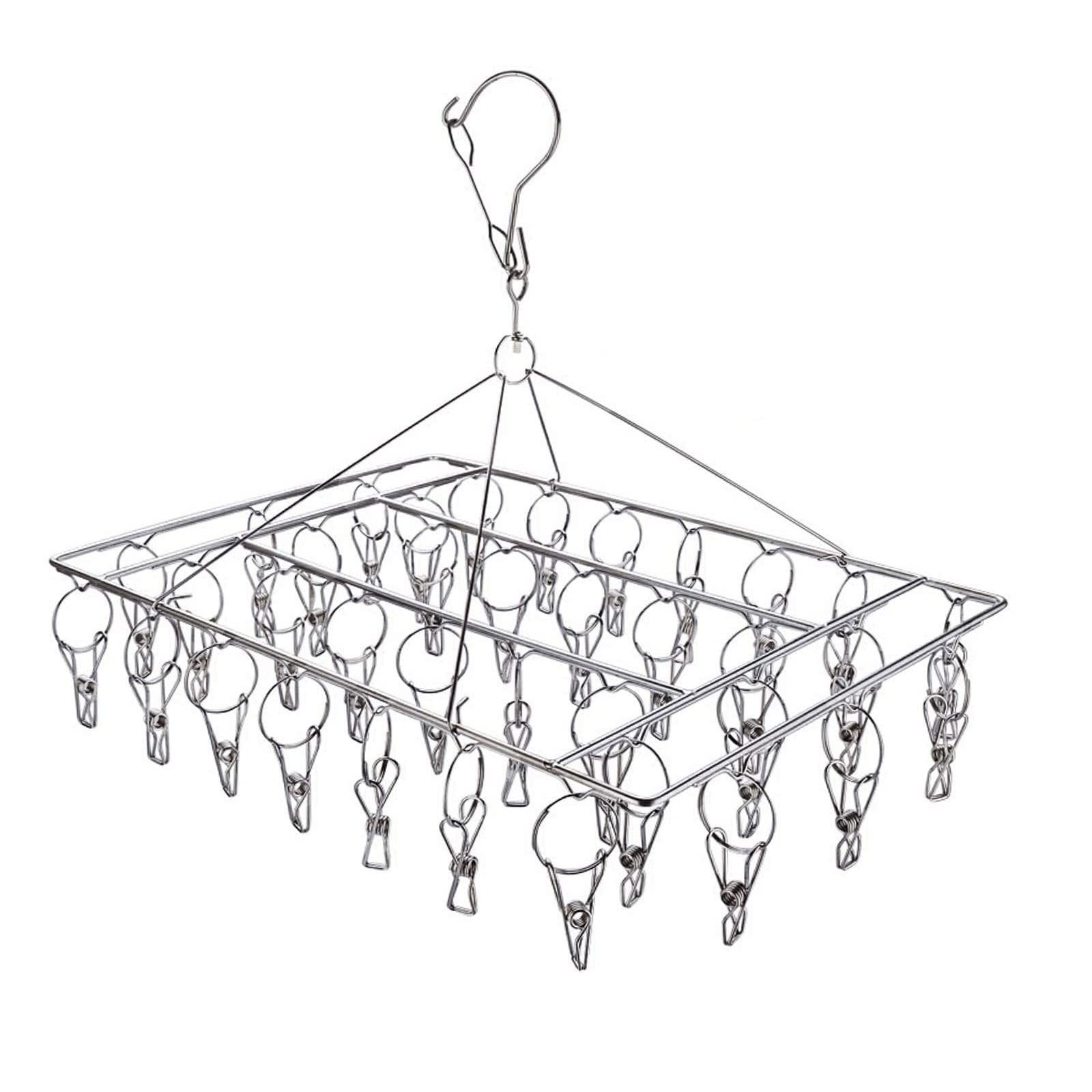 Clothes Sock Drying Rack With 36 Clips Stainless Steel Underwear Dryer Swivel La