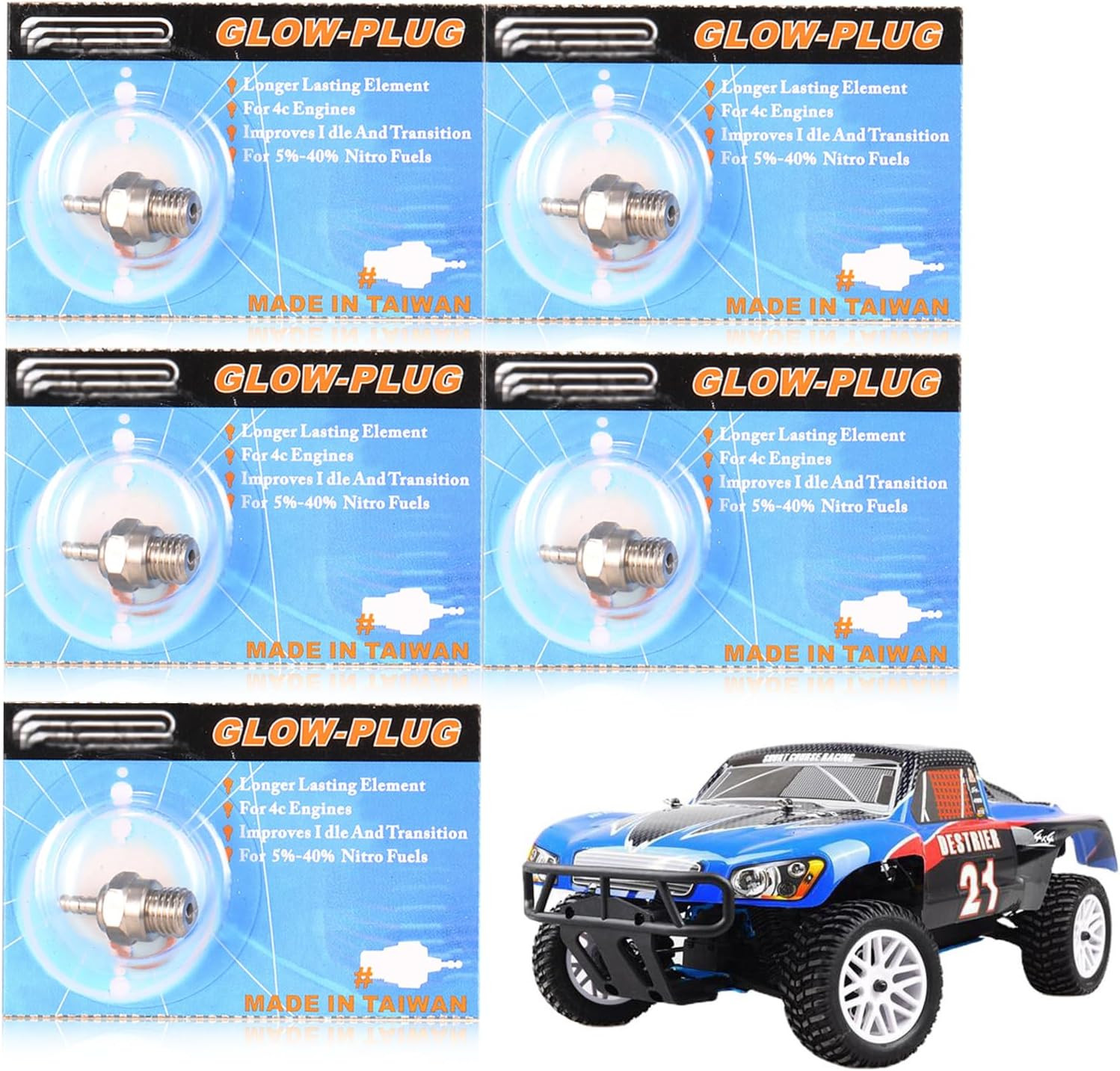 N3 Hot Spark Glow Plug for RC Nitro Engines Car Truck Buggy Pack of 5, Spark Plu