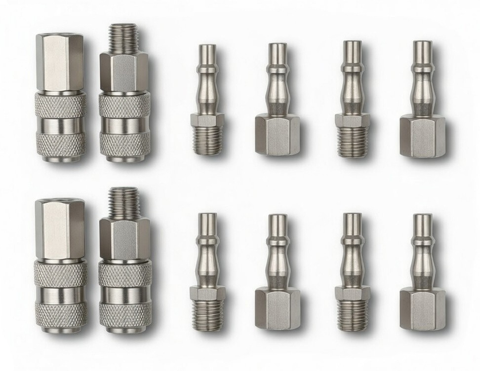 12 Pcs Air Compressor 1/4 Inch BSP Air Line Hose Fittings Connectors Couplings