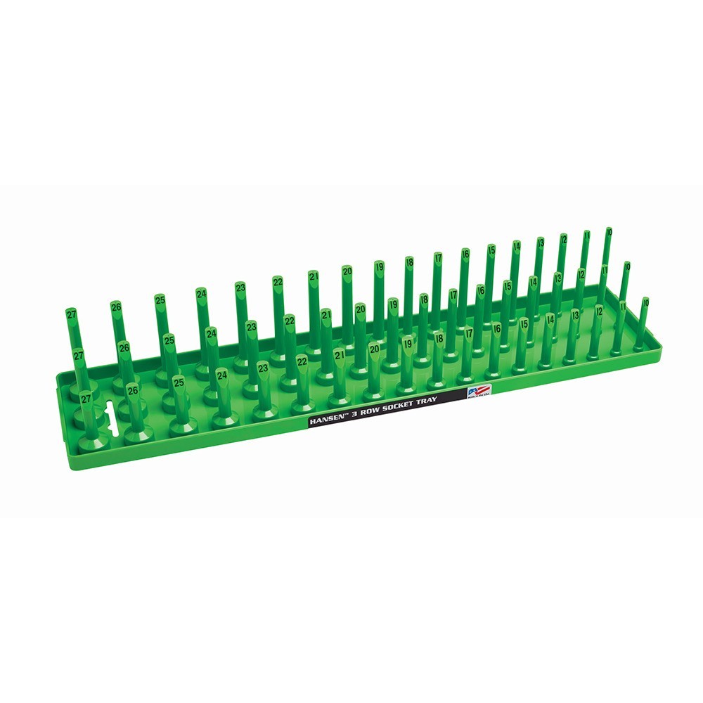 Hansen 6pc Socket Holder Tray Organizer Set 3 Row 1/4 3/8 1/2 Deep Shallow