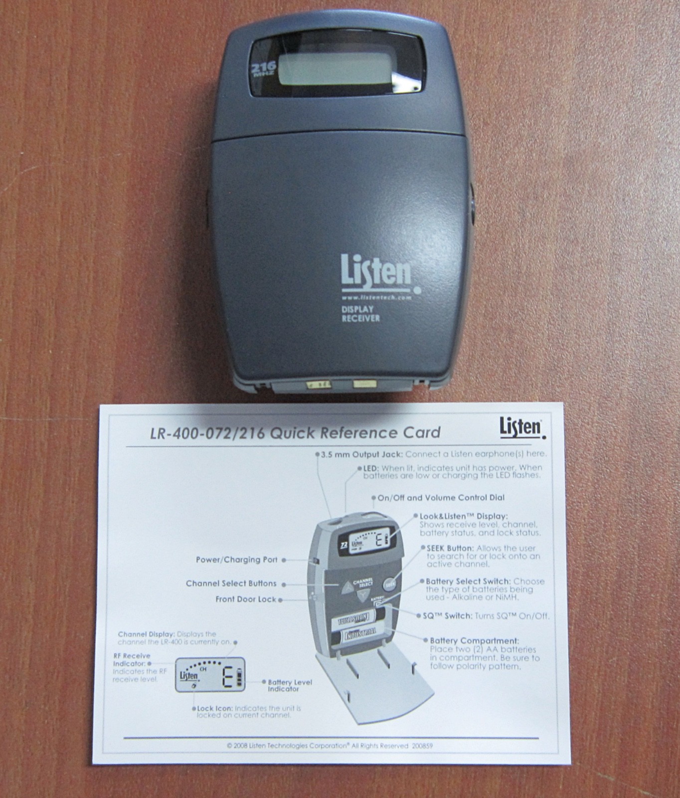 NEW Listen LA-400-216 Portable RF Receiver Ear Speaker