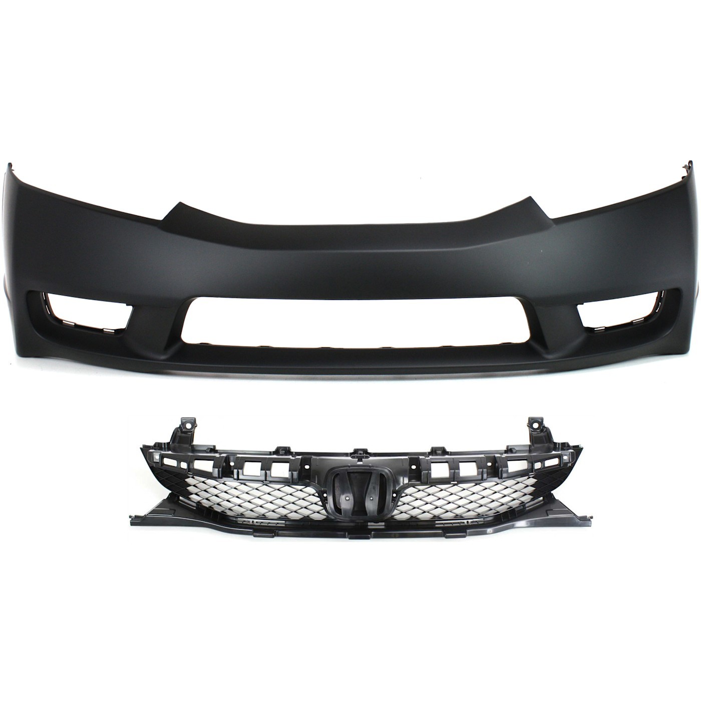Bumper Cover Kit For 2009-2011 Honda Civic Front Sedan 2pc CAPA