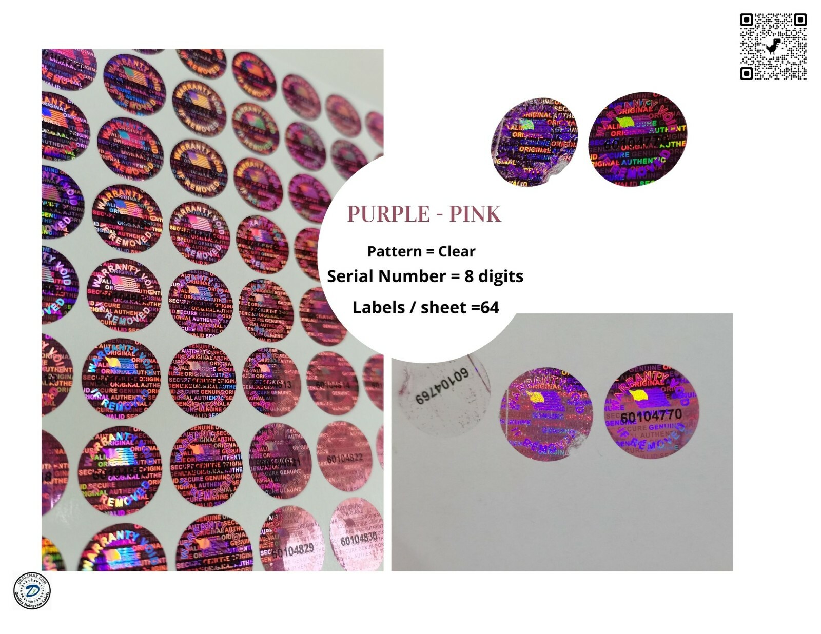 17mm Serial Number ROUND TAMPER EVIDENT SECURITY VOID HOLOGRAM LABELS -10000
