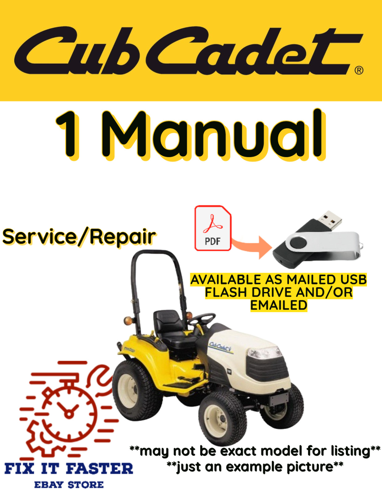 CUB CADET COMPACT TRACTOR 7200 SERVICE REPAIR SHOP MANUAL PDF ON USB