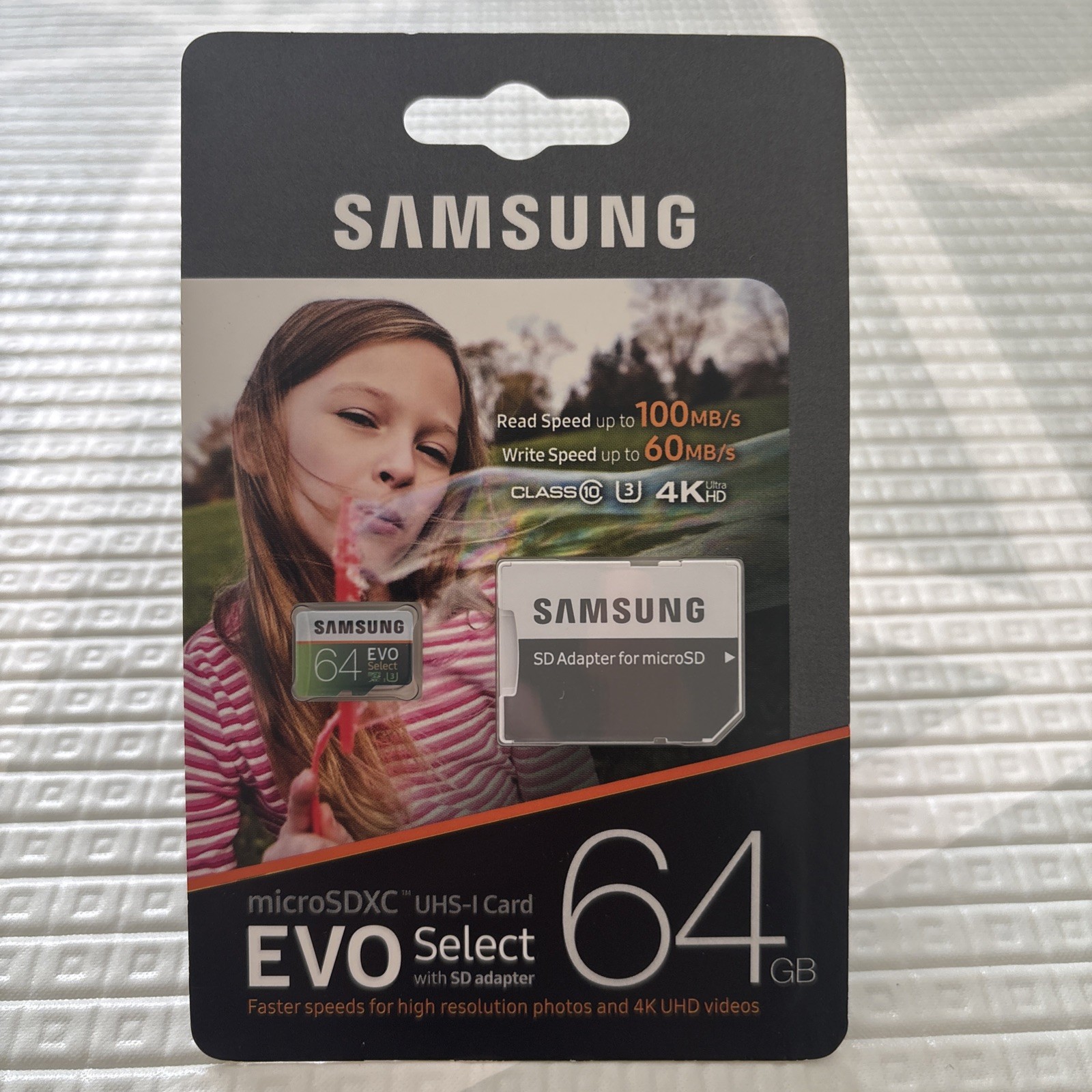 SAMSUNG EVO Select 64GB MicroSDXC memory card with adapter