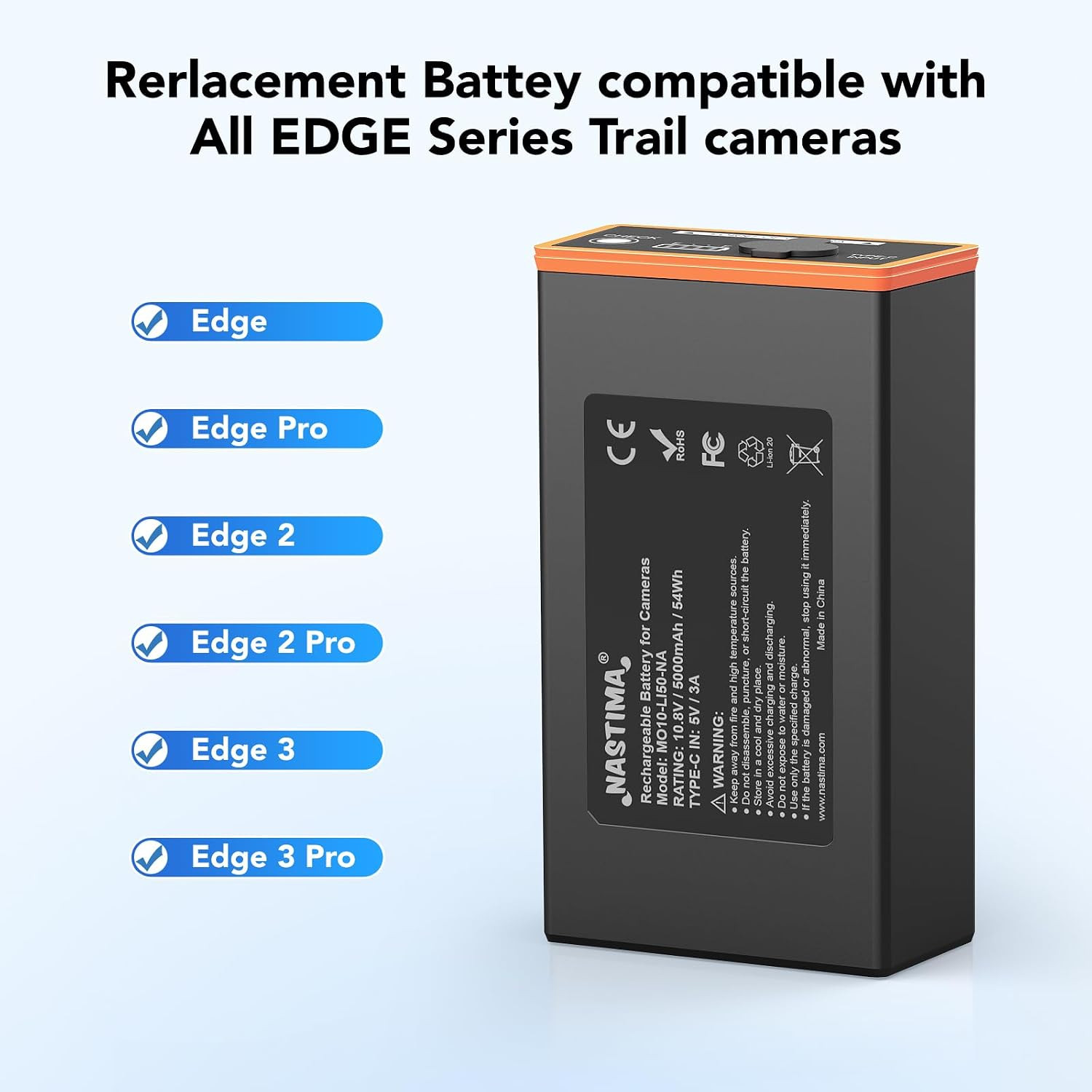 2 Pack Moultrie Edge 5000Mah Replacement Battery for Moultrie Edge Series Camera
