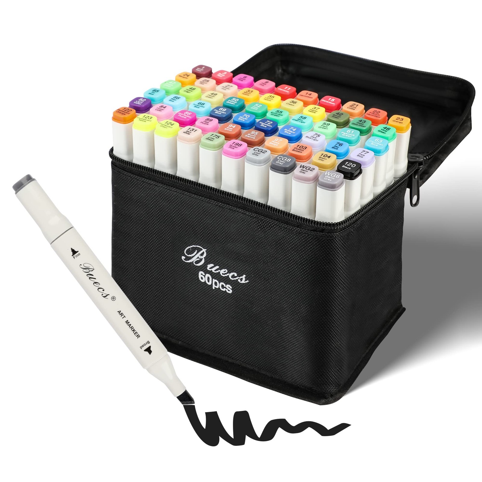 Alcohol Markers: Double Tipped Art Marker, 60 Count, suitable for Adults Arti...
