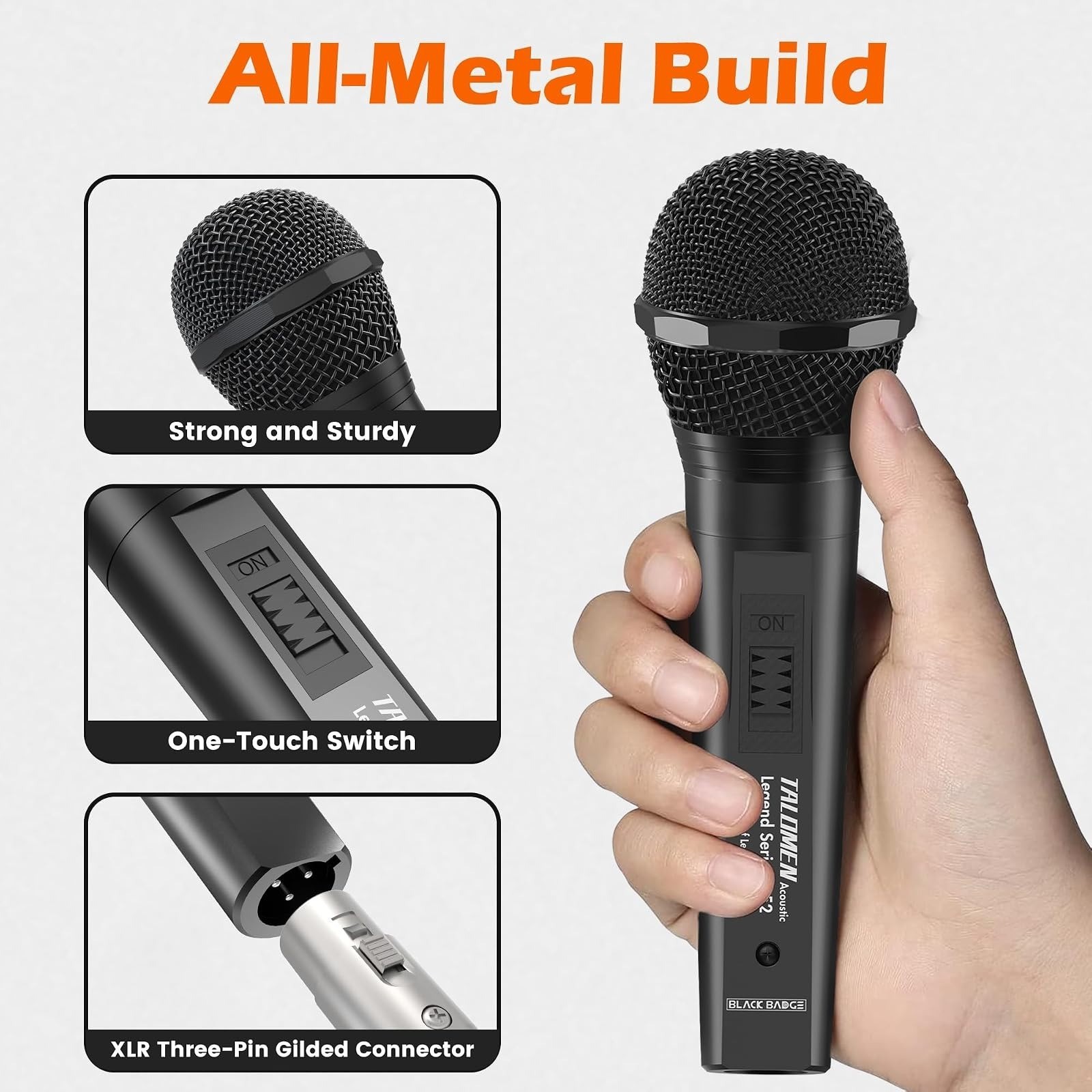 talomen L52-B Wired Microphone with XLR Cables, Cardioid Dynamic Mic