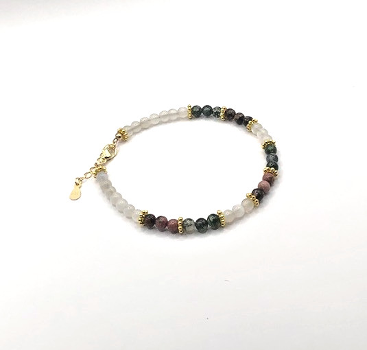 Tiny Multicolor Gemstone Beaded Bracelet, Moonstone