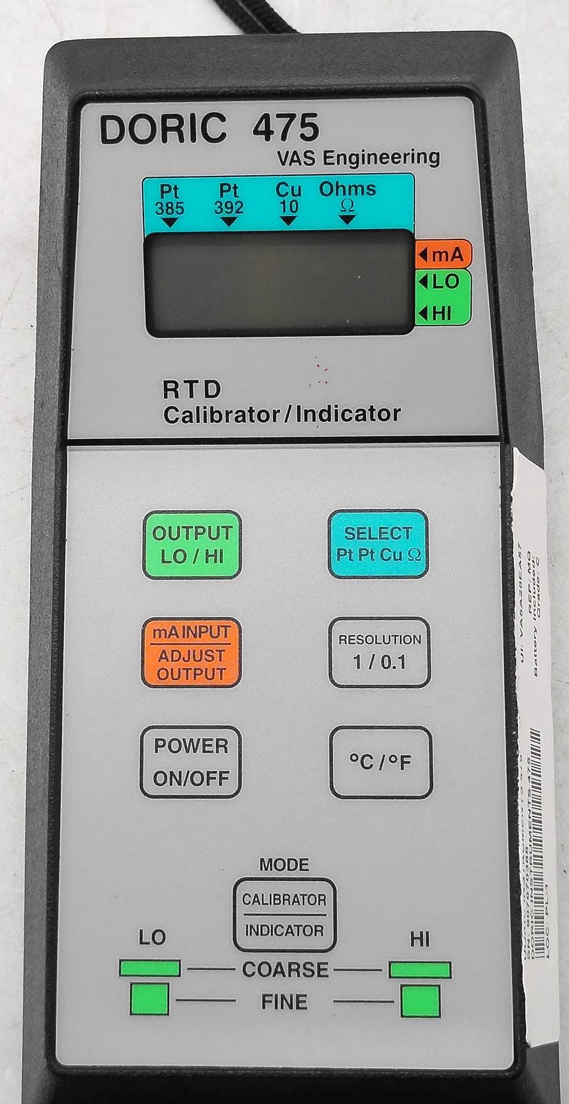 VAS INSTRUMENTS DORIC 475 RTD DIGITAL TEMPERATURE CALIBRATOR