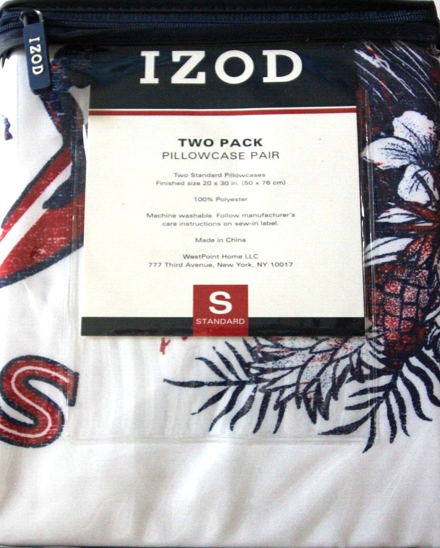 IZOD Paradise Waves Surf Shop TWO PACK Pillowcases Standard Size 20x30in NEW!!