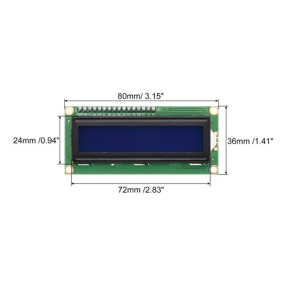 LCD 1602 Module 5V with 16 Pins, Blue Display Screen Backlight 16x2 LCD Module