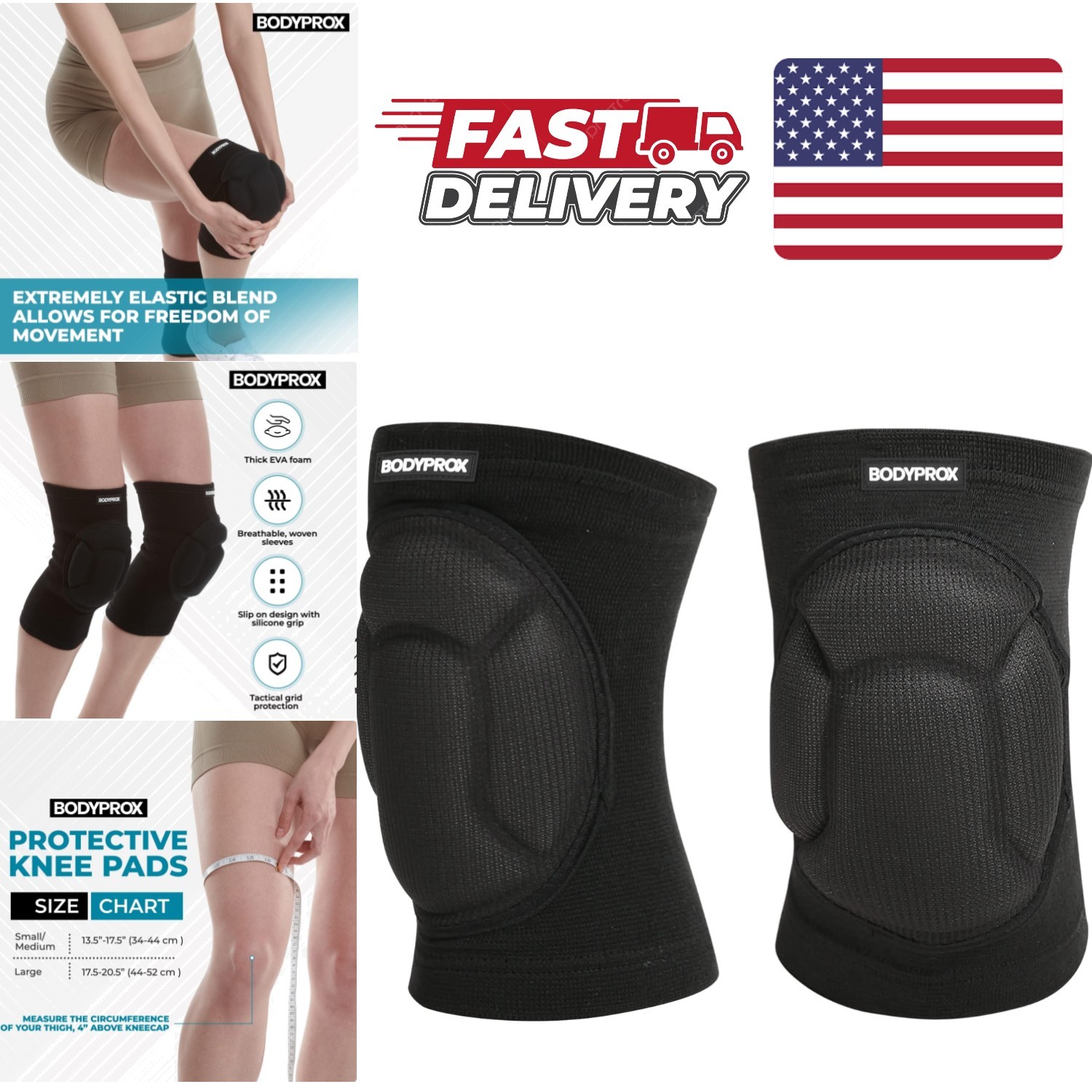 Protective Knee Pads Small Medium Black Breathable Non Slip Design for Sports