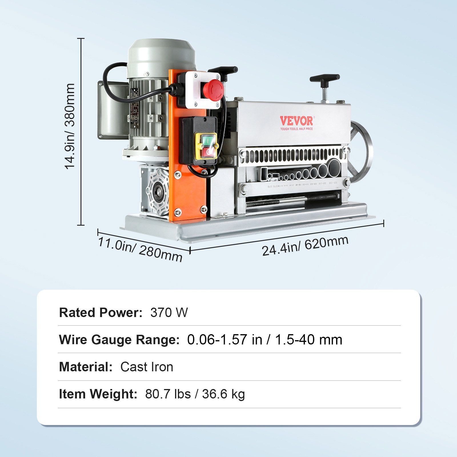 1.42'' 370W 88ft/min 11-Ch Automatic Wire Stripper & Cable Peeler