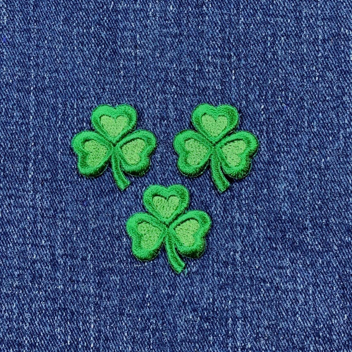 3-Pack Shamrock Applique Patch - Three-Leaf Clover & Hearts Embroidered Badge 1"