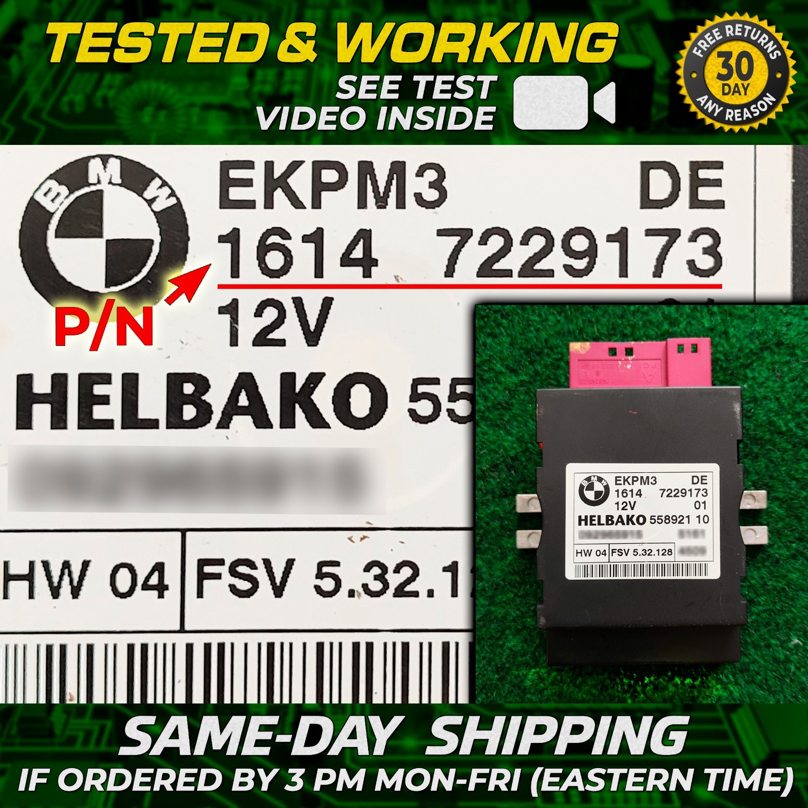 08 BMW 528i 535i E60 Fuel Pump 1614 7229173 Control 16147229173 Module Sedan OEM