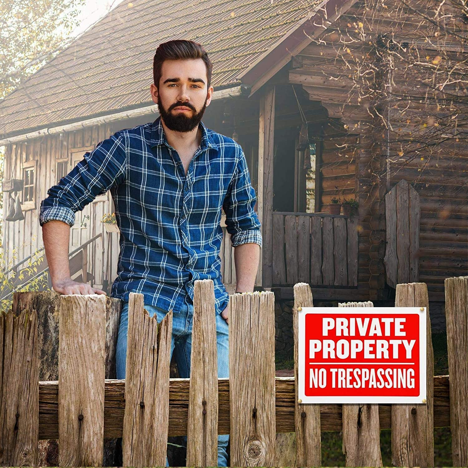 4 Pack Private Property No Trespassing Signs 9x12 Weatherp. Outdoor Warning Sign