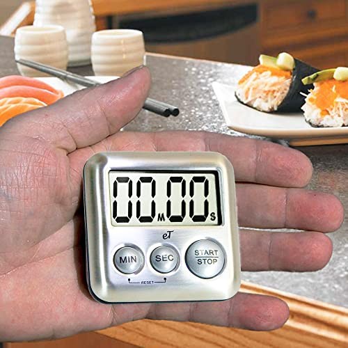 Digital Kitchen Timer Stainless Steel - - Strong Magnetic Back - Silver