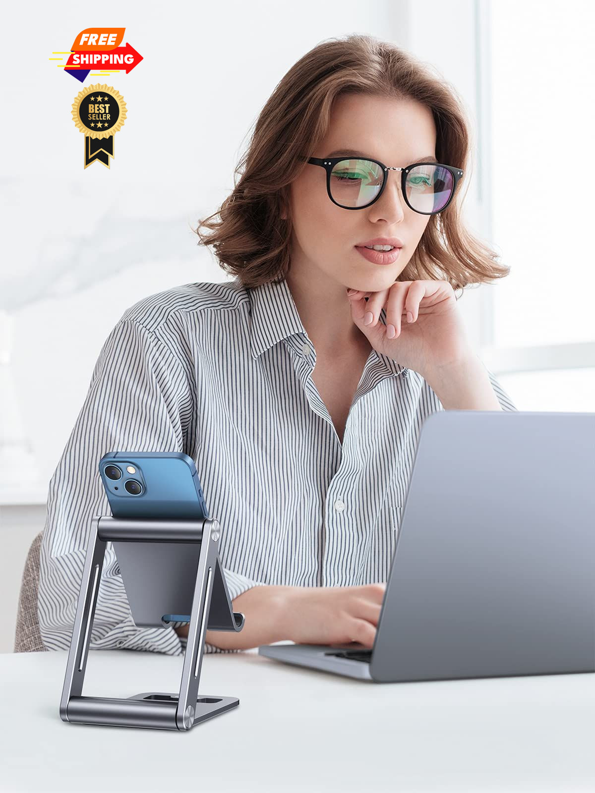 UGREEN Phone Stand for Desk Cell Holder Adjustable Space Grey