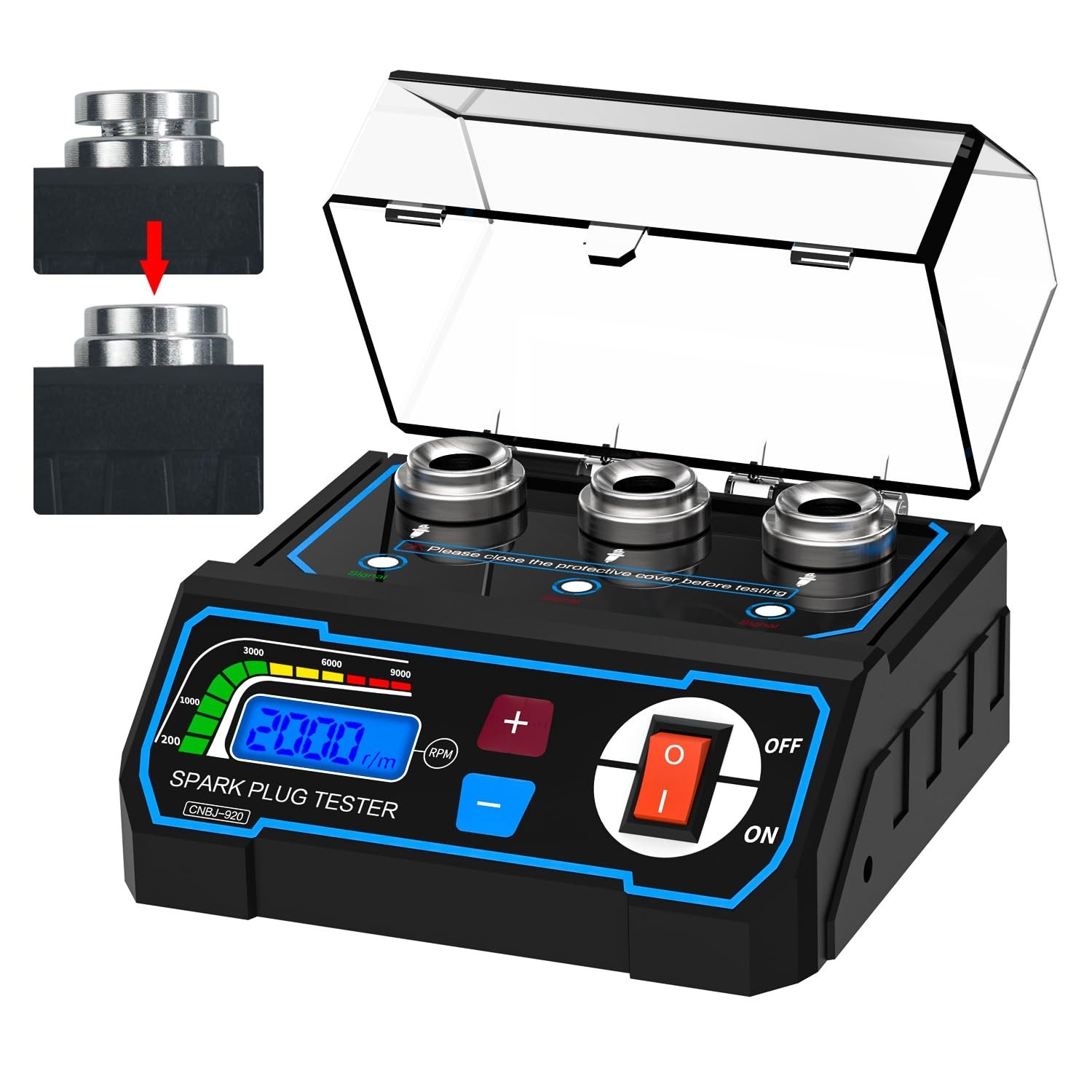 Spark Plug Tester & Ignition Coil Tester - 200-9000RPM LCD, Adjustable Gap Tool