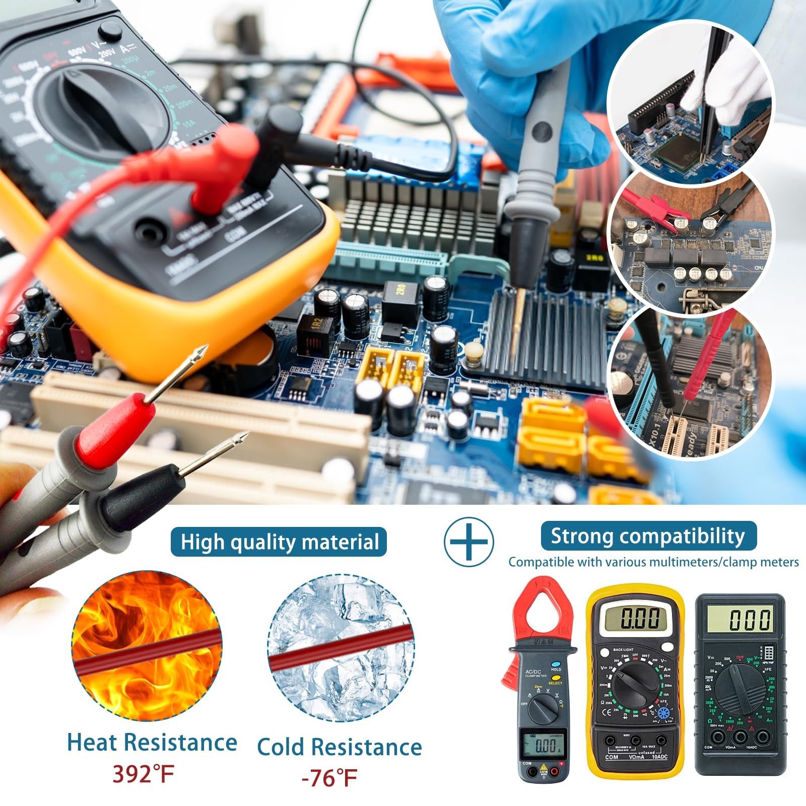 15 Pcs Multimeter Test Leads Kit with Alligator Clips,Test Hook,Test Probe,Tw...