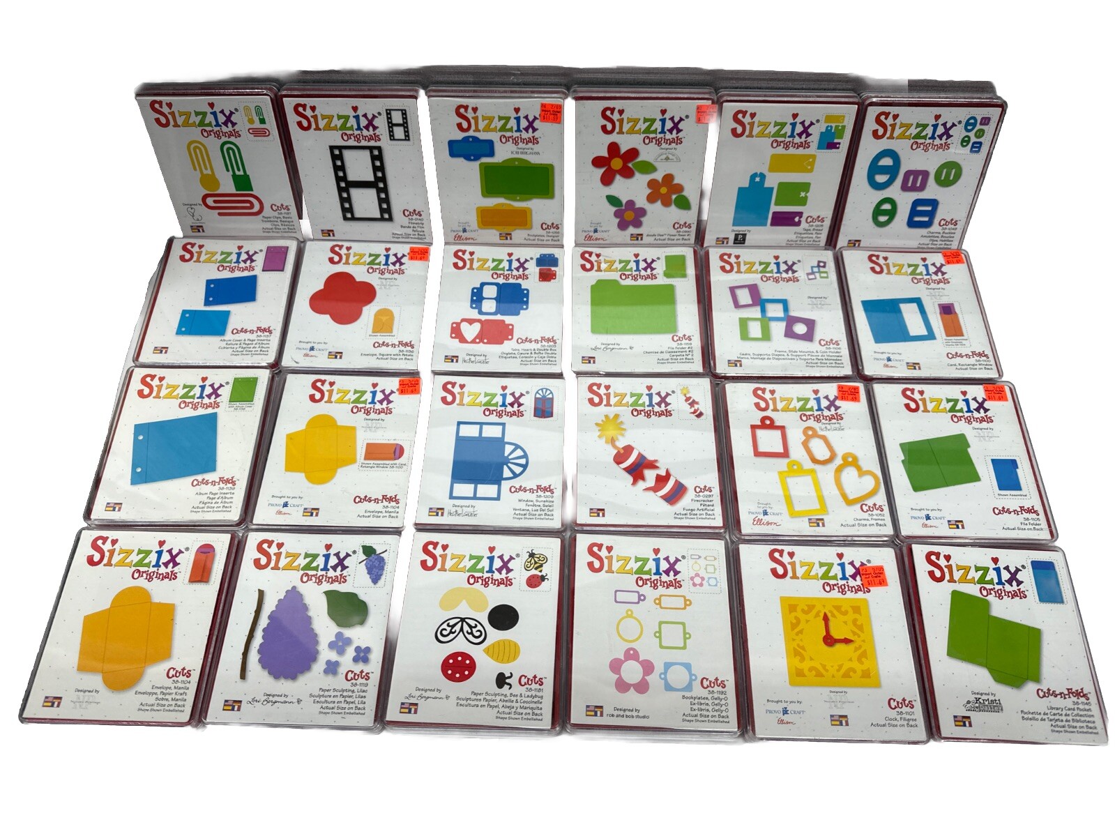 NEW Lot Of 24 SIZZIX Red Dies Provo Craft Die Cutter Flowers Envelope Cuts Folds