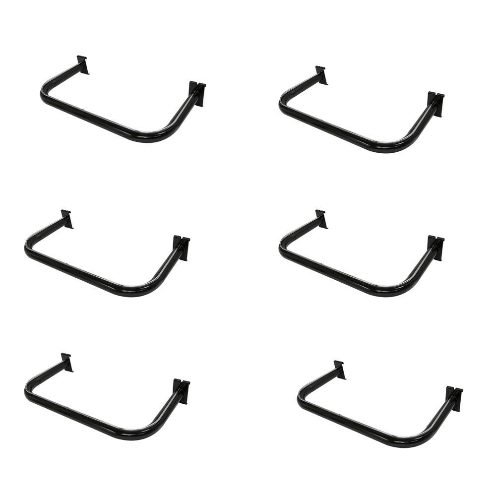6 Pc BLACK U-Shaped Hangrail Grid Gridwall Clothing Rack Display Rail Fixture