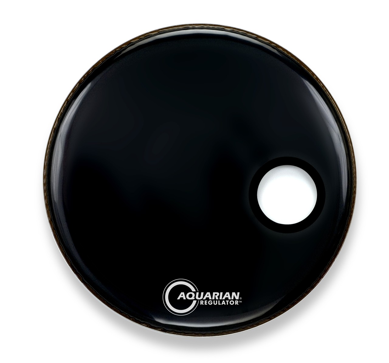 Aquarian - RSM16BKT - 16" Regulator Off-Set Hole Gloss Black with Tom Hoop