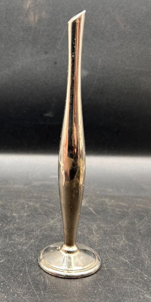 Silver Plated Pen Holder/Bud Vase Pedestal Base Small 5.5” Vintage