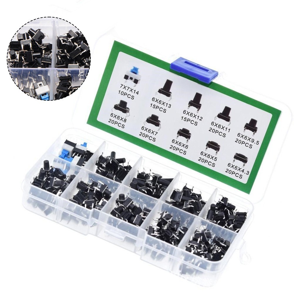 Push Button Tactile Switch Kit 180 Pieces Boxed for Electronic Device Repairs