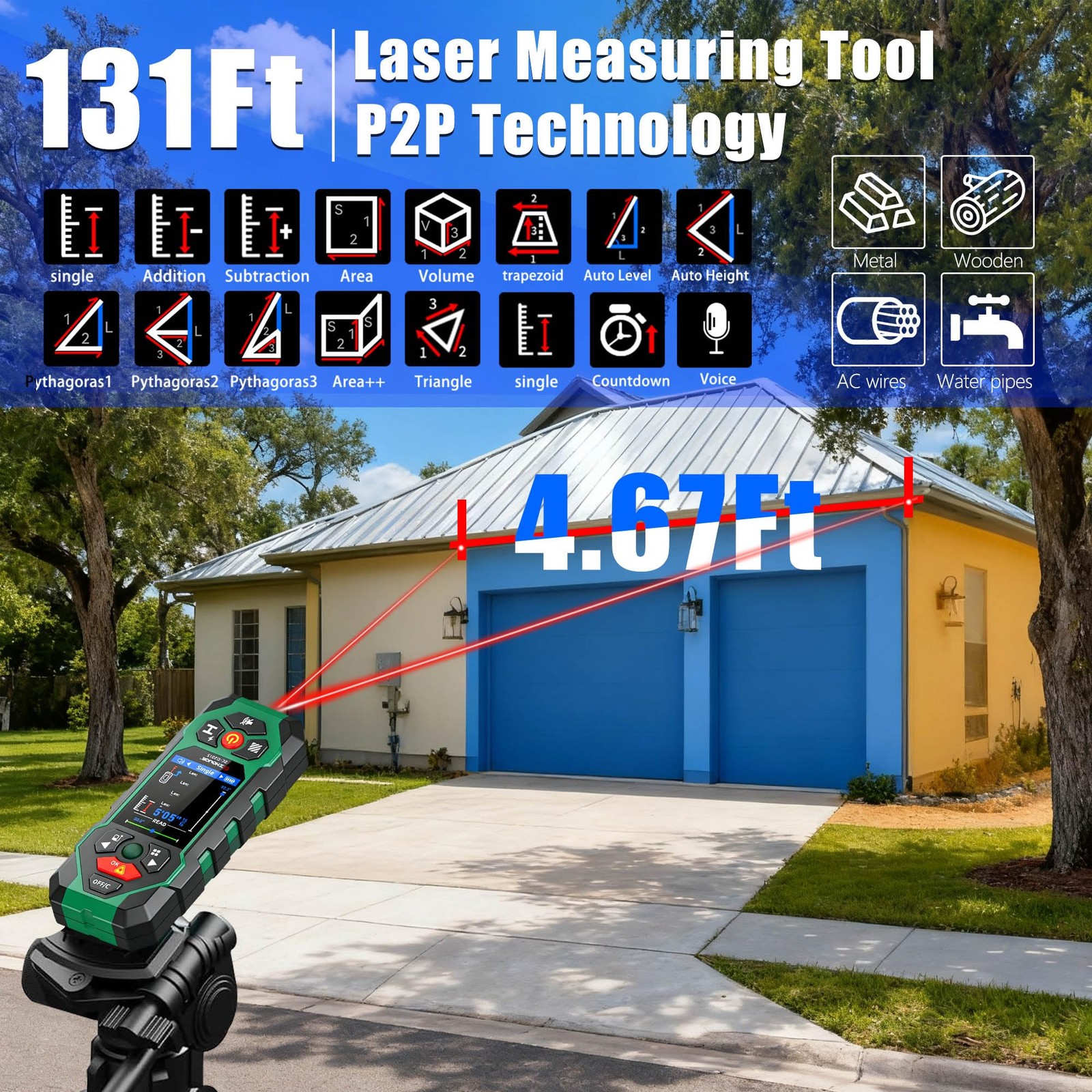 Stud Finder Wall Scanner 10 in1 Multi-Function Wall Detector Precisely Locate...