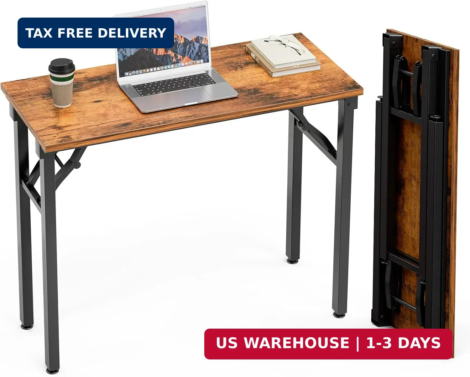 Small Computer Desk Folding Table - 35.8" Foldable Office Desk, No Assembly