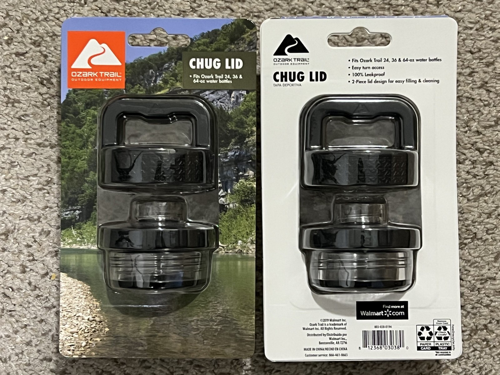 Ozark Trail Replacement Chug Lid, Fits Ozark Trail 24,36 & 64oz - PACK OF 2