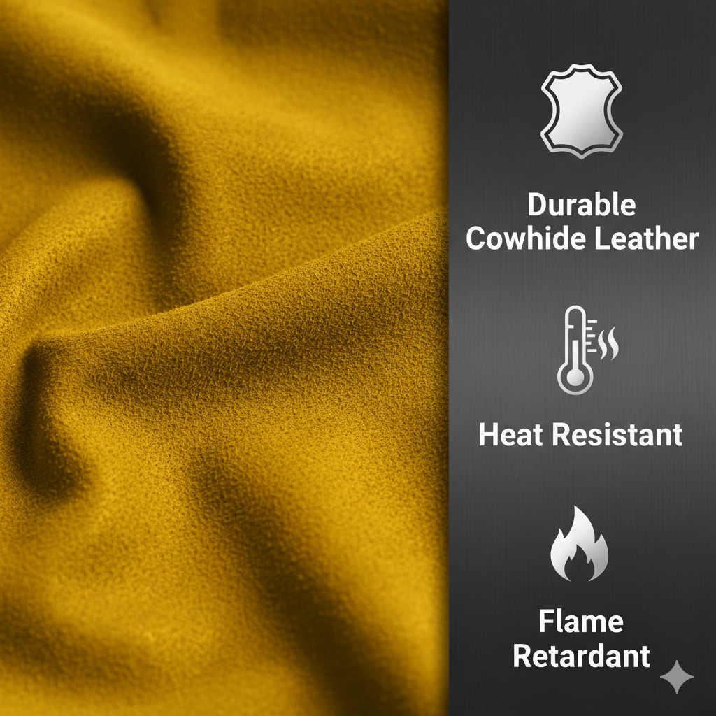 Giorgino 18" Leather Welding Sleeves for Men Split Cowhide with Kevlar Stitching