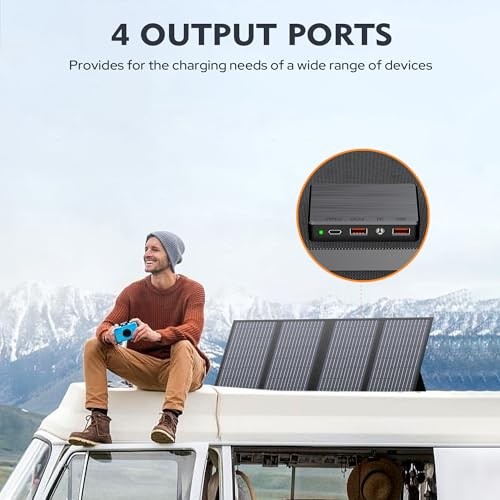 40W Solar Panel 40 Watt Foldable Solar Panel for Portable Power - Black 40W